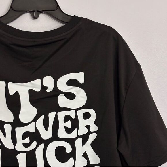 Manfinity | Men’s Black “It’s never luck. It’s always God” Faith T-shirt Size L - Picture 4 of 12